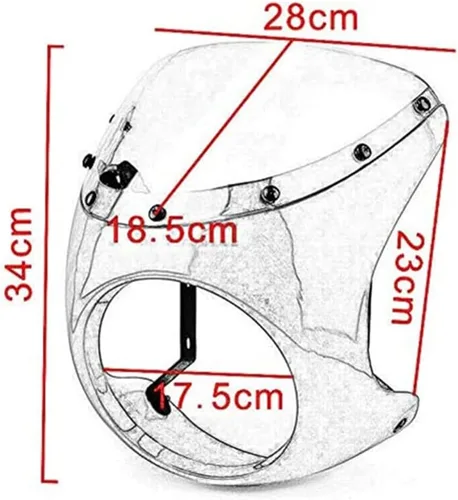 Miniatura 3 de Parabrisas de carenado retro para motocicleta de 7 pulgadas para Harley Touring Cafe Racer Old School Bobber Touring Dirt Bike