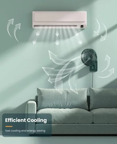 Miniatura 3 de LEMOISTAR Ventilador de pared pequeño de 8 pulgadas montado en la pared con control remoto, oscilación de 90°, 4 velocidades de alta velocidad, 8