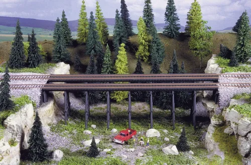 Miniatura 2 de Walthers Cornerstone Serie Kit Caballete de Escala HO con Puente de Viga de Cubierta de Acero