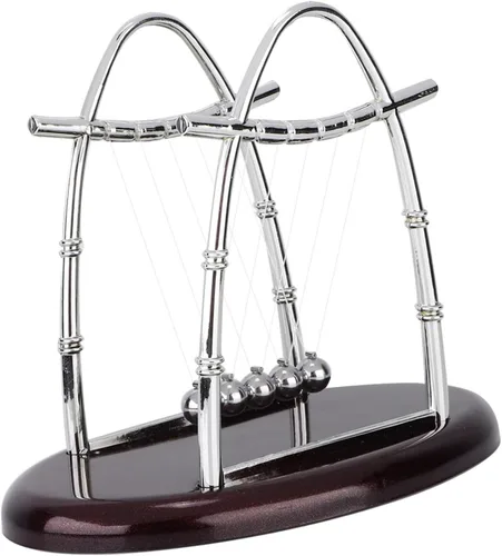 Miniatura 8 de Bolas de equilibrio clásicas Newton Cradle 5 bolas de acero de péndulo Ulum para oficina y educación escolar Newton bolas de cojinete oscilante (L)