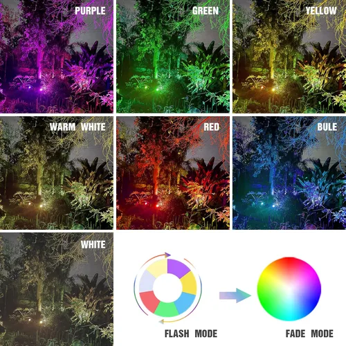Miniatura 4 de GOODSMANN RGBW - Focos LED de bajo voltaje, 4 unidades, luces de paisaje que cambian de color, 12 V-15 V, 12 W, 650 lúmenes, luces de foco