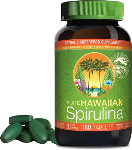 Nutrex Hawaii, Espirulina hawaiana pura - Tabletas de 1000 mg - Superalimento natural rico en nutrientes cultivado en Hawai, apoyo inmunológico,