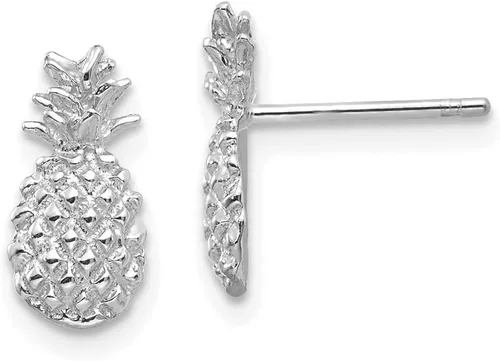 Miniatura 9 de Pendientes de piña hawaiana de oro blanco de 14 quilates, Oro blanco, No es una piedra preciosa