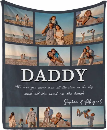 Miniatura 15 de InterestPrint Customized Blankets with Photos Gifts for Dad on Father's Day Birthday, Dad Blanket from Daughter Son Wife Personalized Throw Gifts