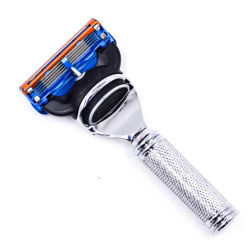 Miniatura 4 de Parker Travel Fusion - Maquinilla de afeitar compacta de 2.75 pulgadas estilo fusión con lujosa funda de cuero para silla de montar y 1 hoja