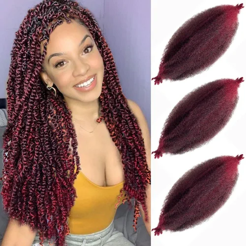 Miniatura 9 de Cabello afro trenzado elástico de 24 pulgadas 3 paquetes Cabello afro trenzado elástico Cabello afro para trenzado en crochet (24 pulgadas