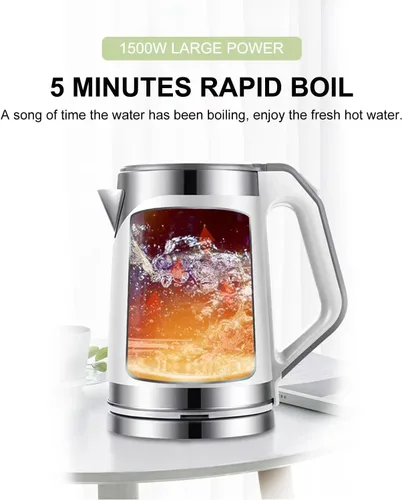 Miniatura 3 de WOOLALA Hervidor de agua eléctrico de 2.0 L, caldera y calentador de agua de gran volumen, calentador de agua caliente de acero inoxidable