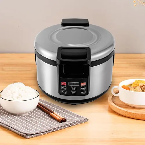 Miniatura 7 de Calentador de arroz eléctrico, calentador de arroz comercial de acero inoxidable resistente, con ajustes de temperatura, olla de arroz, calentador