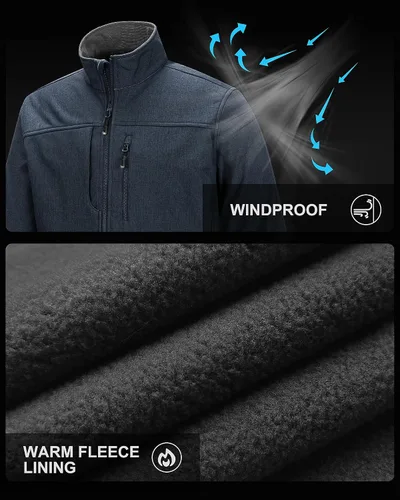 Miniatura 6 de 33,000ft Chaqueta ligera Softshell para hombre, con forro polar, rompevientos, impermeable, suave, para senderismo al aire libre