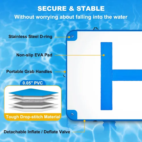 Miniatura 4 de VEVOR Inflatable Floating Dock Azul