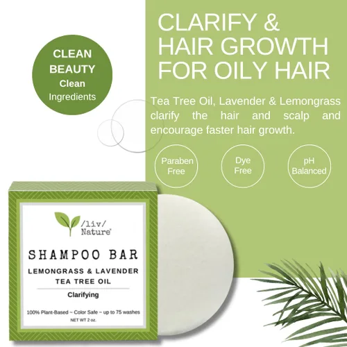 Champú en barra | Champú aclarante para cabello graso | Apoya el crecimiento saludable del cabello | Esencial de viaje | Hierba de limón y lavanda