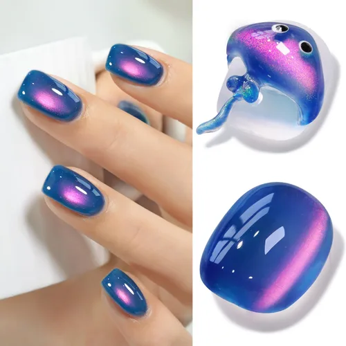Miniatura 10 de Double Rhythm Esmalte de gel Jelly Glass de ojo de gato con imán, 0.5 onzas líquidas, brillo holográfico, brillante, translúcido