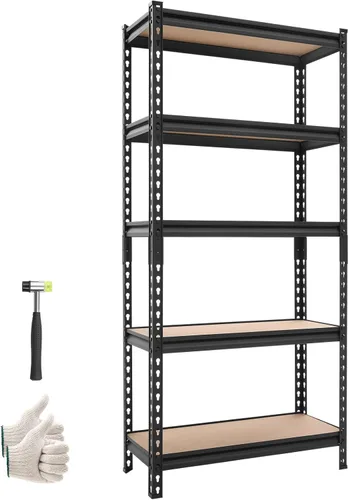 VEVOR Storage Shelves, 5-Tier Adjustable, 2000 lbs Capacity, Heavy Duty Garage Storage Shelving Unit, Metal Utility Rack Shelf, for Kitchen Pantry