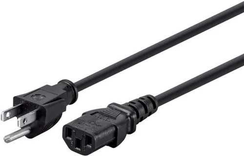 Miniatura 16 de Monoprice Cable de alimentación NEMA 5-15P a IEC 60320 C13, 18AWG, 10A/1250W, 125V, 3 clavijas, 1 pie, negro, paquete de 6