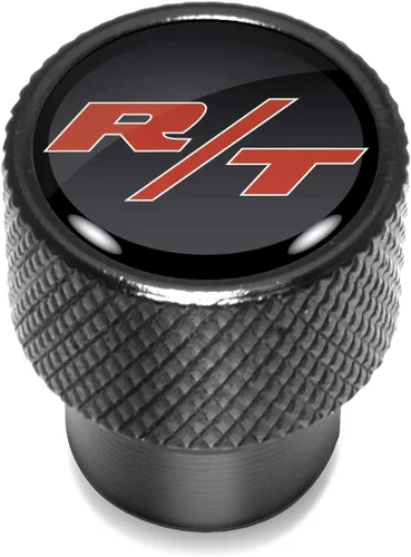 Miniatura 2 de iPick Image Para Dodge R/T Logo on Black Easy-Grip Premium Tapones de vástago de válvula de neumático de aluminio - Con licencia
