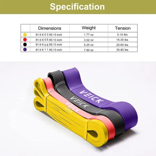 Miniatura 7 de VEICK Bandas de resistencia para entrenamiento, bandas de ejercicio, bandas de entrenamiento, bandas de asistencia para dominadas, juego de bandas