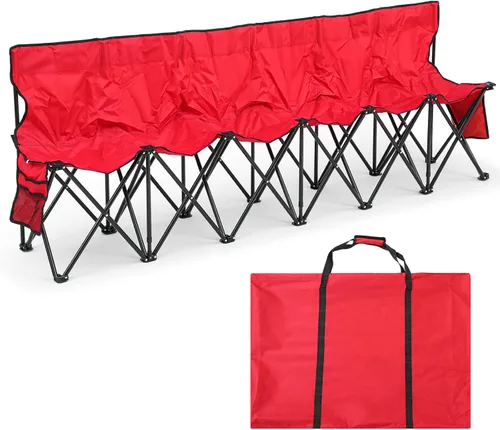 Miniatura 16 de Kigley Banco de fútbol plegable de 6 asientos, banco lateral portátil de equipo deportivo para campamento de fútbol, viajes, eventos, asientos al