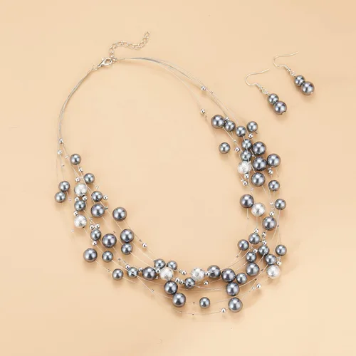 Miniatura 2 de Collar de perlas en capas de múltiples hebras, gargantilla de perlas para mujer, joyería de cuentas para bodas y fiestas