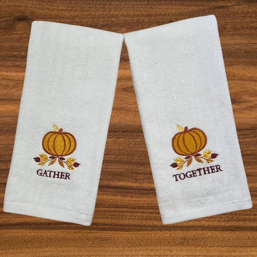 Miniatura 20 de Serfina Home Harvest - Toallas de mano para baño, diseño bordado de hojas de otoño grises y grises, 100% algodón, 16 x 25 pulgadas, juego de 2 piezas