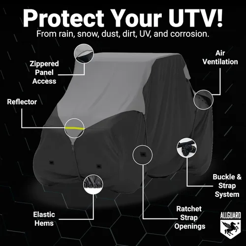 Miniatura 3 de AllGuard - Funda resistente a la intemperie Max UTV, poliéster de grado marino 600D resistente, protege de la lluvia, la nieve, el sol, los rayos UV
