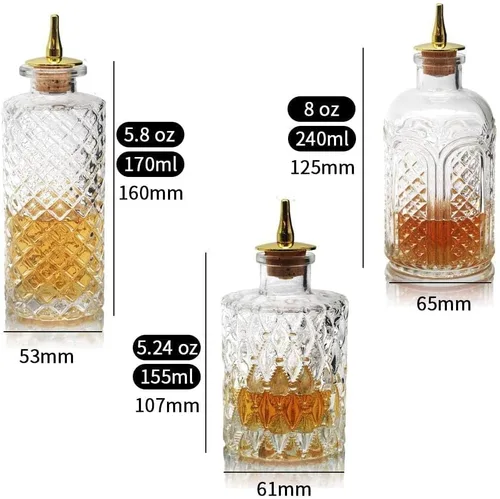 Miniatura 2 de SuproBarware Botella amargo para cócteles – Botellas de vidrio Dasher con tapas de tablero, ideal para camarero, bar en casa
