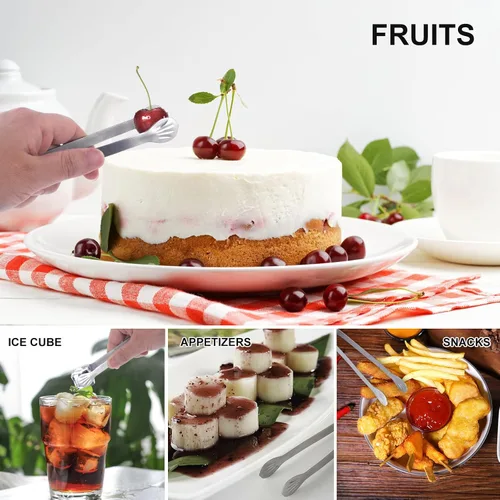 Miniatura 4 de Pinzas para servir, pinzas de cocina, pinzas para bufé, pinzas de acero inoxidable para alimentos, pinzas pequeñas, paquete de 12 (5 pulgadas