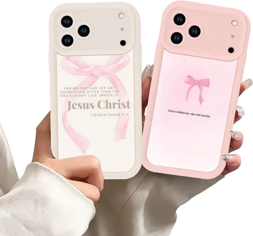 Miniatura 27 de Paquete de 2 fundas protectoras para iPhone 13 de 6.1 pulgadas con versículo bíblico de Jesús y cruz cristiana floral, para mujeres y niñas, funda