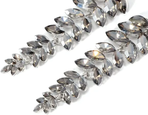 Miniatura 4 de KELMALL Aretes largos de cristal para mujer, aretes colgantes de hoja de diamantes de imitación