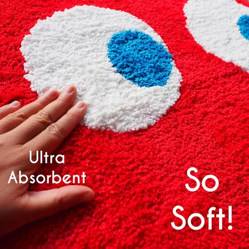 Miniatura 2 de Evovee Alfombra de baño roja, bonita alfombra de baño divertida, decoración divertida, alfombra roja para dormitorio, divertida, divertida, redonda
