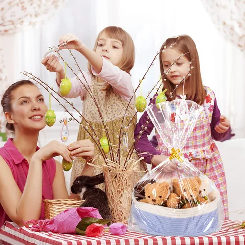 Miniatura 2 de Labeol 50 bolsas de celofán de 3 tamaños, envoltura de celofán para cestas de regalo 24x30 16x24 12x18, bolsas grandes de empaque de plástico