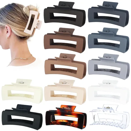 Miniatura 16 de Sisiaipu Accesorios para el cabello grandes de 4.1 pulgadas, 12 pinzas cuadradas grandes para cabello grueso, clips a granel jumbo para mujeres