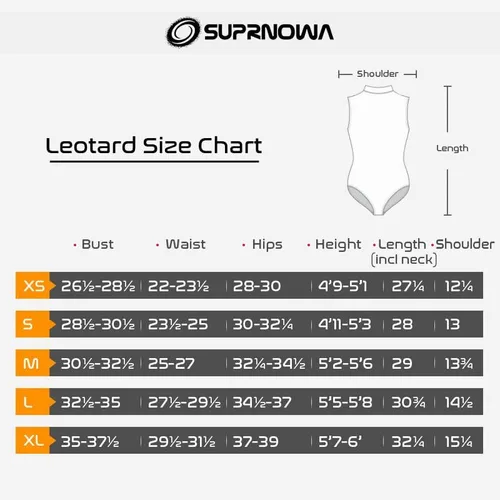 Miniatura 3 de SUPRNOWA Leotardo de cuello alto de manga larga de elastano para mujer