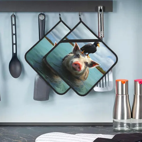 Miniatura 13 de 2 soportes para ollas para cocina, resistentes al calor, con patrón Corgi, almohadillas calientes, lavables, para cocinar, salvamanteles cuadrados