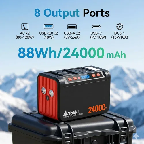 Miniatura 2 de Takki - Generador solar de 120 Wp, estación de energía portátil con paneles solares de 21 W, cargador solar de 88 Wh, puertos USB de CA y CC