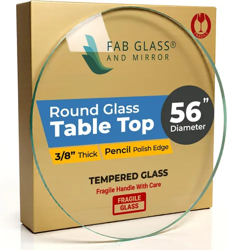 Miniatura 77 de Fab Glass - Mesa redonda de cristal de 48 in, grosor de 3/4 in, cristal pulido plano templado, Vidrio, Transparente