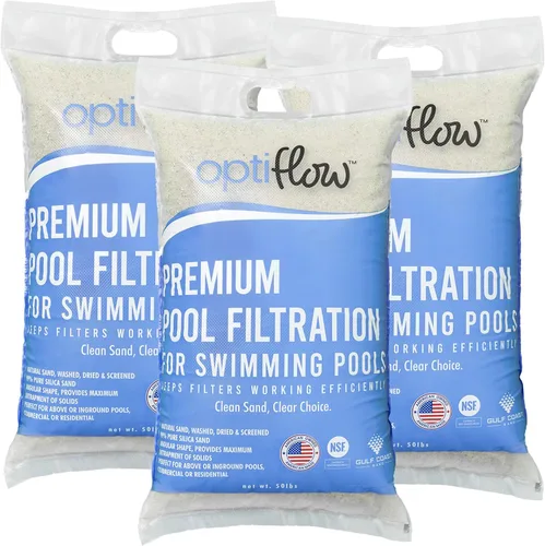 Miniatura 8 de OptiFlow Paquete de 4 Arena para Filtro de Piscina, Filtración Premium con Fórmula de Sílice Pura, 50 Libras - Accesorios y Suministros del Sistema