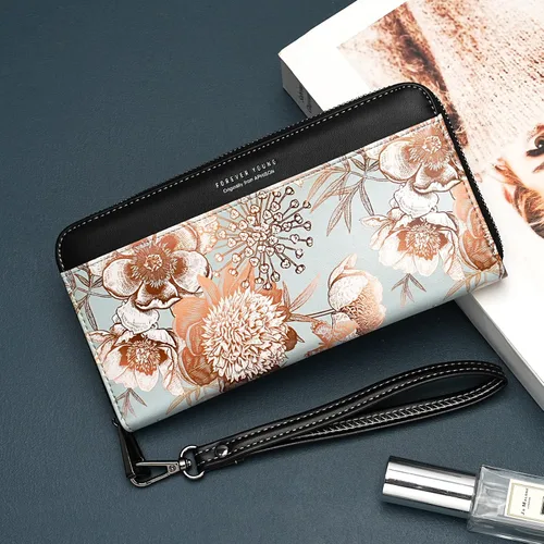 Miniatura 3 de APHISON Billetera para mujer, de gran capacidad, para tarjetas de crédito, RFID, monedero, luna, lindo, animal, floral, celular, pulsera, teléfono
