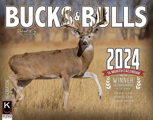 The KING Company-Monster Calendars - Calendario de pared 2024 de la serie Signature de Monster Bucks & Bulls de 16 meses, tamaño XL, 14 x 22