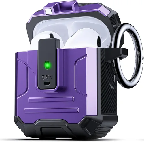 Miniatura 18 de DASFOND - Funda de armadura para AirPods de 2ª y 1ª generación, carcasa de cuerpo completo de grado militar a prueba de golpes, soporte de carga