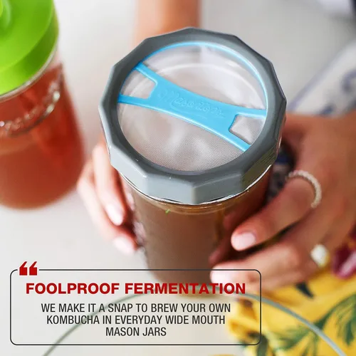 Miniatura 5 de Masontops Tapa de Kombucha – Suministros para tarros de masón de elaboración de cerveza casera – Kit de inicio de fabricación de kombucha orgánico