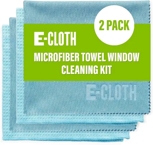 E-Cloth Kit de paño de limpieza de microfibra para ventanas, espejos, automóviles, lentes, lentes y más, limpieza sin rayas, lavable a máquina,