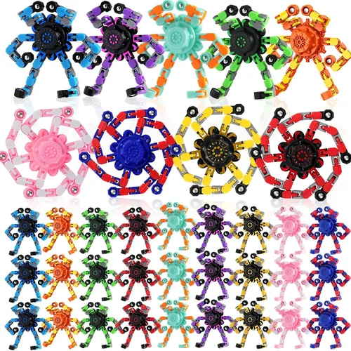 Miniatura 8 de 9 piezas transformables Fidget Spinners, cadena deformable sensorial Fidget DIY Robot Spinner Sensory para niños, juguetes Fidget para recuerdos