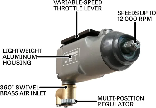 Miniatura 2 de JET Llave de impacto mariposa de 3/8 pulgadas, 75 ft-lbs, 12000 RPM (modelo JAT-100)