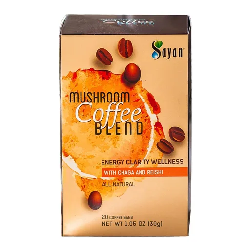 Sayan Mezcla de hongos de café colombiano arábica instantánea orgánica con extracto de Chaga siberiana y Reishi cosechados en la naturaleza,