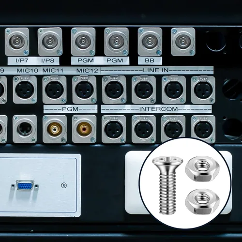 Miniatura 2 de Kit de tornillos y tuercas para panel Serie D, 50 piezas, conector de montaje en panel, tornillos M2.0.197 x 0.315 in, acero inoxidable, soportes