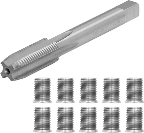 Miniatura 8 de Herramienta de reparación de rosca de bujía, perno M10x1.25 + grifo M12x1.25 accesorios para automóviles Kit de accesorios para motores de gasolina