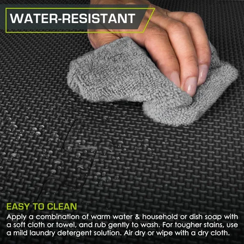 Miniatura 6 de ProsourceFit - Tapete de ejercicio extra grueso, azulejos entrelazados de espuma EVA para protección, suelo de entrenamiento acolchado, negro, 1
