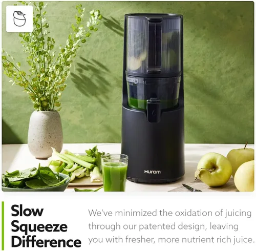 Miniatura 4 de Hurom H-200 - Máquina electrónica de exprimidor lento (plateado), autoalimentación con tolva de boca grande para adaptarse a frutas y verduras