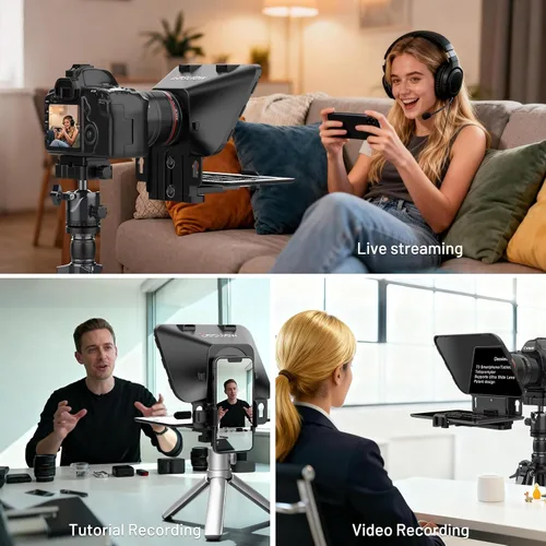 Miniatura 4 de Desview Teleprompter T3 para cámara y teléfono inteligente - Soporta iPad/Tablet de hasta 10" - Vidrio divisor de haz con control remoto Bluetooth