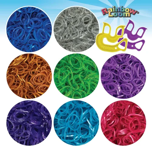 Miniatura 4 de Rainbow Loom® Treasure Box Sparkle Edition, 8,000 bandas de goma en 8 colores brillantes diferentes, y un bono de 2 telares felices, grandes